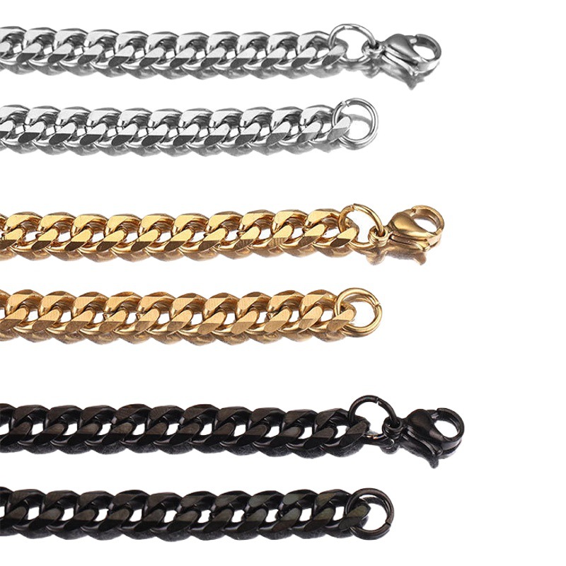 NK CADENA DE ACERO INOXIDABLE hip hop de seis caras molienda collar de cadena cubana pulsera simple moda suéter cadena joyería al por mayor