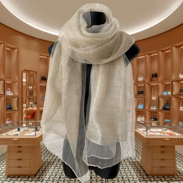 Korean-Style Relaxed Spring and Summer Thin Scarf for Women, Double-Layer Silk Wool Scarf, Versatile and Fashionable Shawl