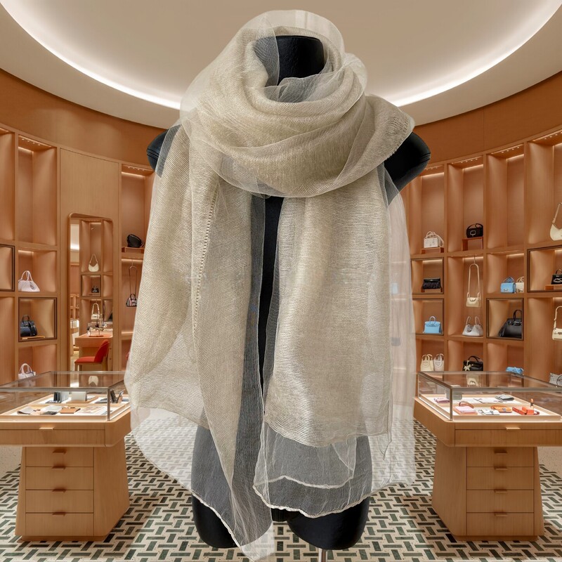 Korean-Style Relaxed Spring and Summer Thin Scarf for Women, Double-Layer Silk Wool Scarf, Versatile and Fashionable Shawl Korean-Style Relaxed Spring and Summer Thin Scarf for Women, Double-Layer Silk Wool Scarf, Versatile and Fashionable Shawl