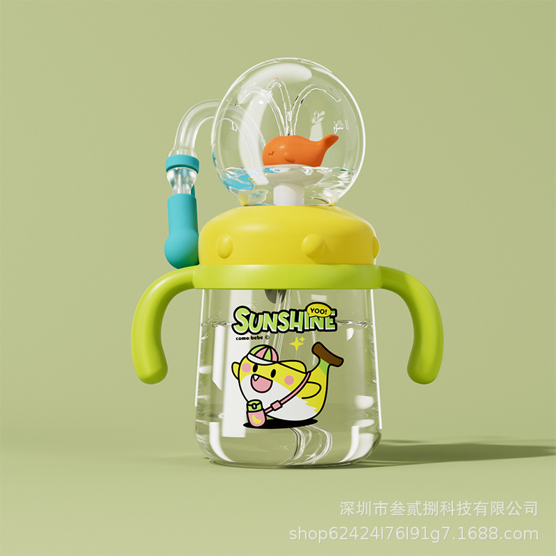 Taza de agua para niños ballena spray bebé taza de paja kindergarten hogar buceo beber diversión taza de verano