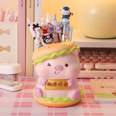 可爱小猪笔筒摆件工位情绪稳定神器办公桌面装饰创意礼物女生实用