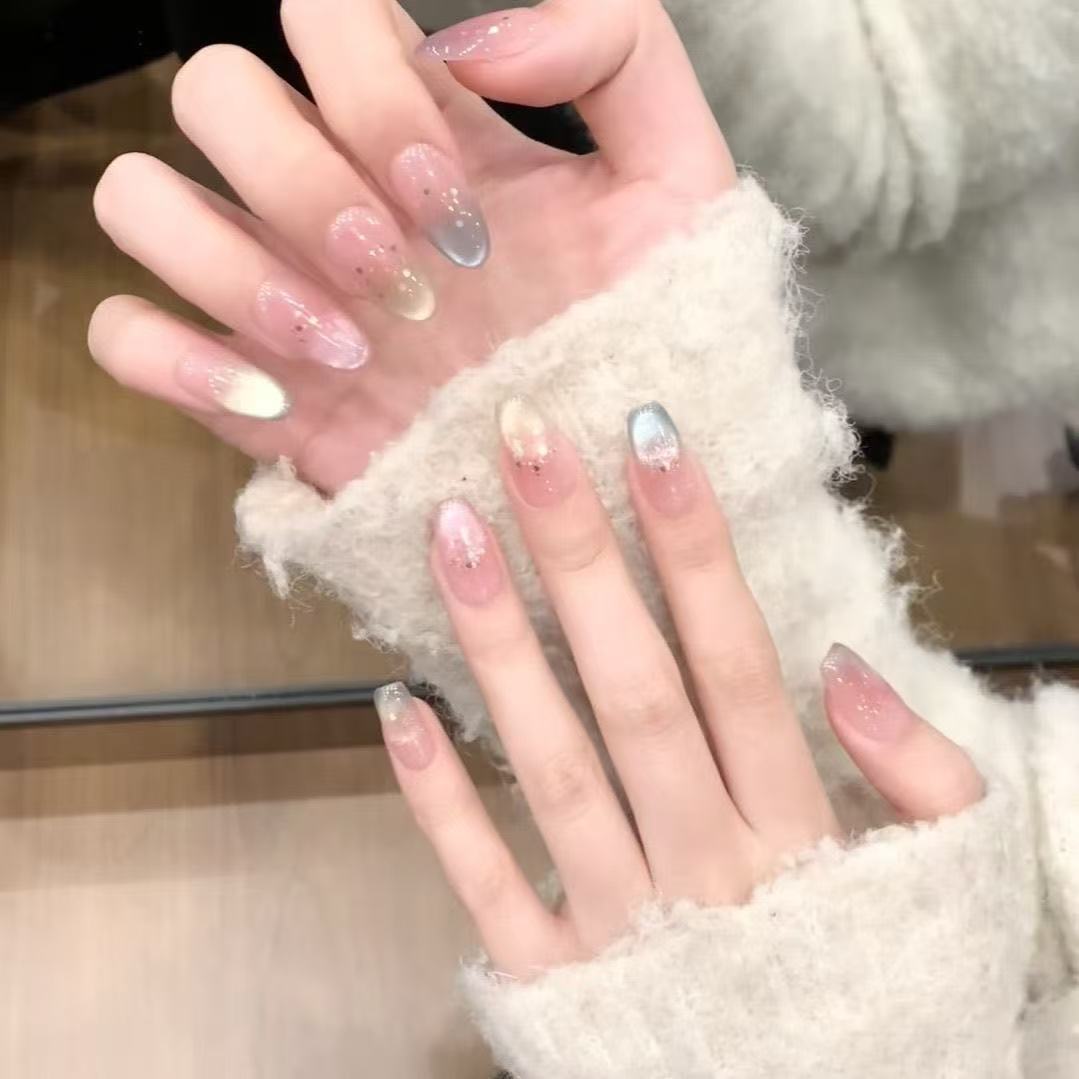 【多彩貓眼】多巴胺顯白手工美甲穿戴甲貓眼可愛春夏少女可拆卸