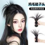 半扎鸡毛毽子头慵懒鸡窝丸子头假发抓夹高马尾喷泉辣妹发夹假发包