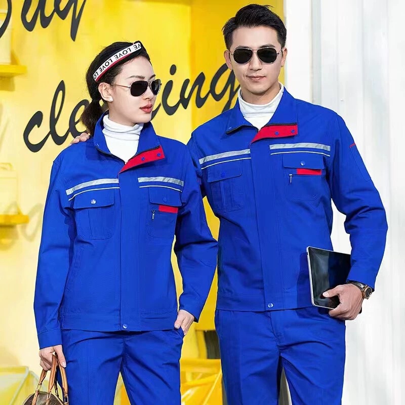 反射ストリップ付き労働保護服、耐摩耗性ポリエステル綿作業服セット、春秋長袖、工場、自動車整備作業服、男性用|undefined