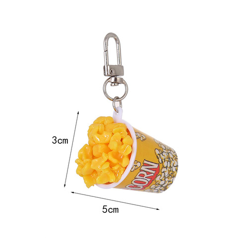  New Mini Popcorn Keychain Fun Food Toy Bag Pendant Popcorn Model Wholesale
