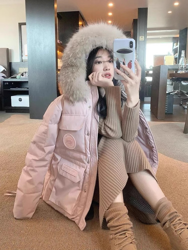 新款派克服工装羽绒棉服女2025年冬季连帽宽松加厚大毛领棉衣外套|undefined