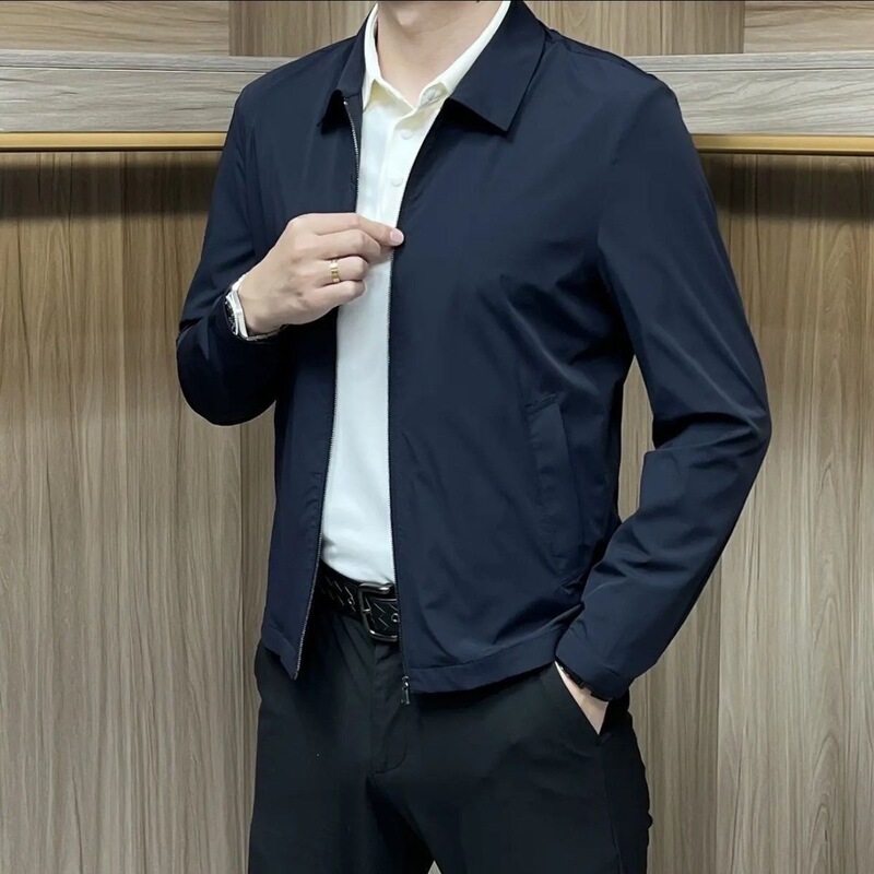 Northern Territory Wolf Dad Style [New Model] Men's Spring and Autumn Jacket 2024 New Casual Turn-Down Collar for Middle-Aged and Elderly