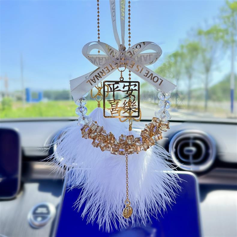 Peace and Joy Car Pendant New Model Car Rearview Mirror Crystal Interior Decoration High-End Ornament Gift for Girls