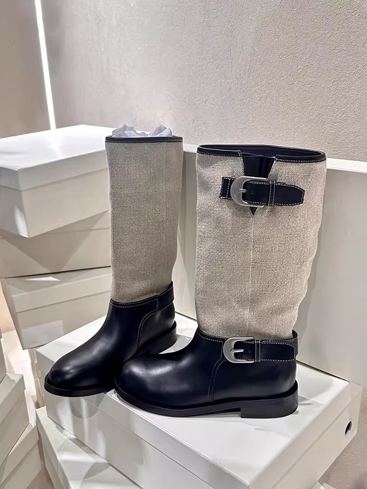 Botas altas de senhora em pele de vaca estilo britânico_voghion.com