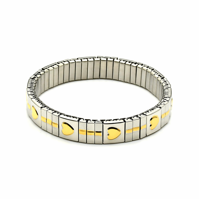 Plating Design Simple Style Heart Shape 304 Stainless Steel 18K Gold Plated Bracelets In Bulk
