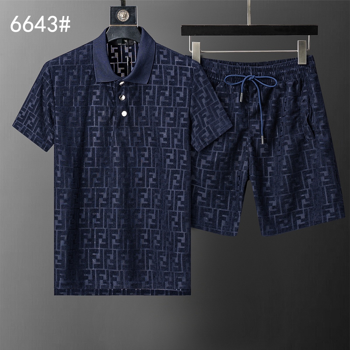 Cross-border versión correcta polo manga corta set de collar de verano clásico toalla de hombre bordado casual Europa y América explosión