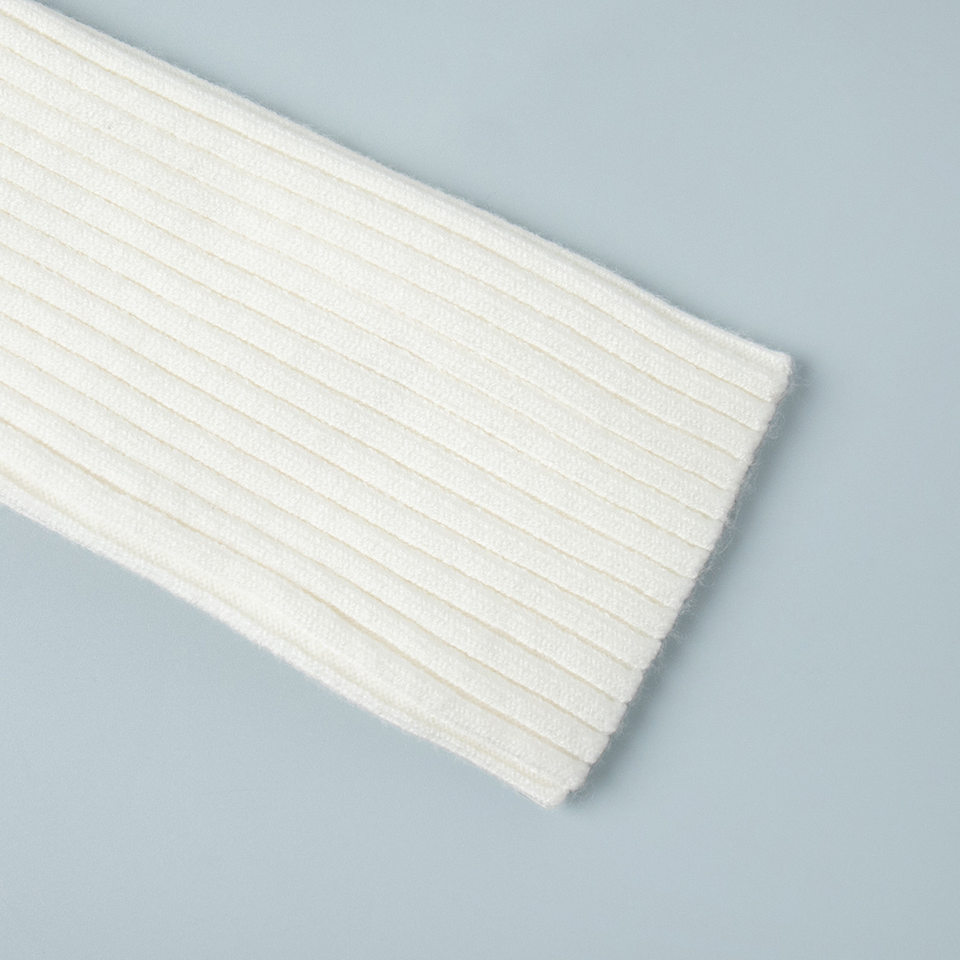 Áo cardigan len dệt kim cổ đứng, tay dài, khóa kéo đôi, dáng ôm ngắn — trắng, đen chi tiết 27