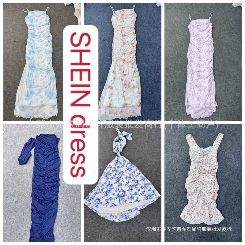 女装源批发跨境亚马逊欧美shein连衣裙dress新款气质优美法式复古