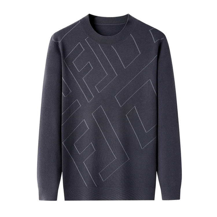 Tipo delgado de lujo ligero de marca letras de cuello redondo hookah de punto de manga larga suéter de punto de invierno ocio chaqueta suéter