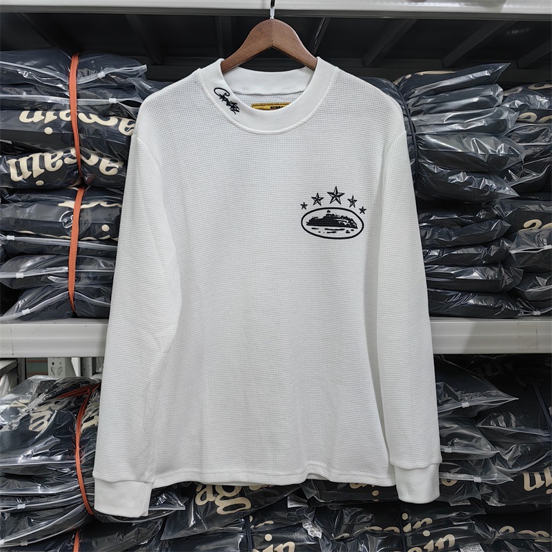 新款秋冬潮牌华夫格5周年纪念五星长袖T恤街头休闲华夫格内搭上衣