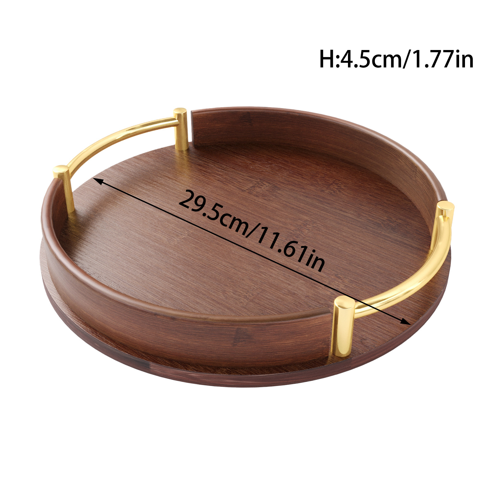 Pallet redondo de bambú marrón para el hogar de lujo ligero decoración de la sala de estar taza de café de alto valor plato de comedor taza de pan bandeja