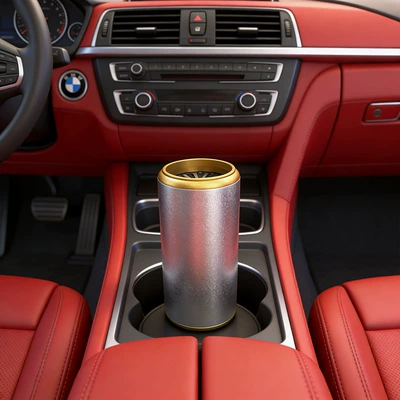 Holder, Car Cup Holder Fragrance – Perfplant seat - tall-silver-barrel-with-gold-lid-empty-barrel-does-not-include-soap