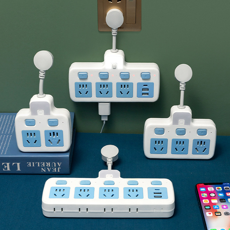 Multifunctional Socket with Encrypted Short-Line Socket Converter, USB Night Light, Independent Switch, Smart Lightning Protection Power Strip for Dropshipping Multifunctional Socket with Encrypted Short-Line Socket Converter, USB Night Light, Independent Switch, Smart Lightning Protection Power Strip for Dropshipping