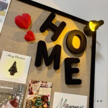 毛毡板DIY照片墙小红书同款定 制HOME黑色立体字母小台灯爱心装饰