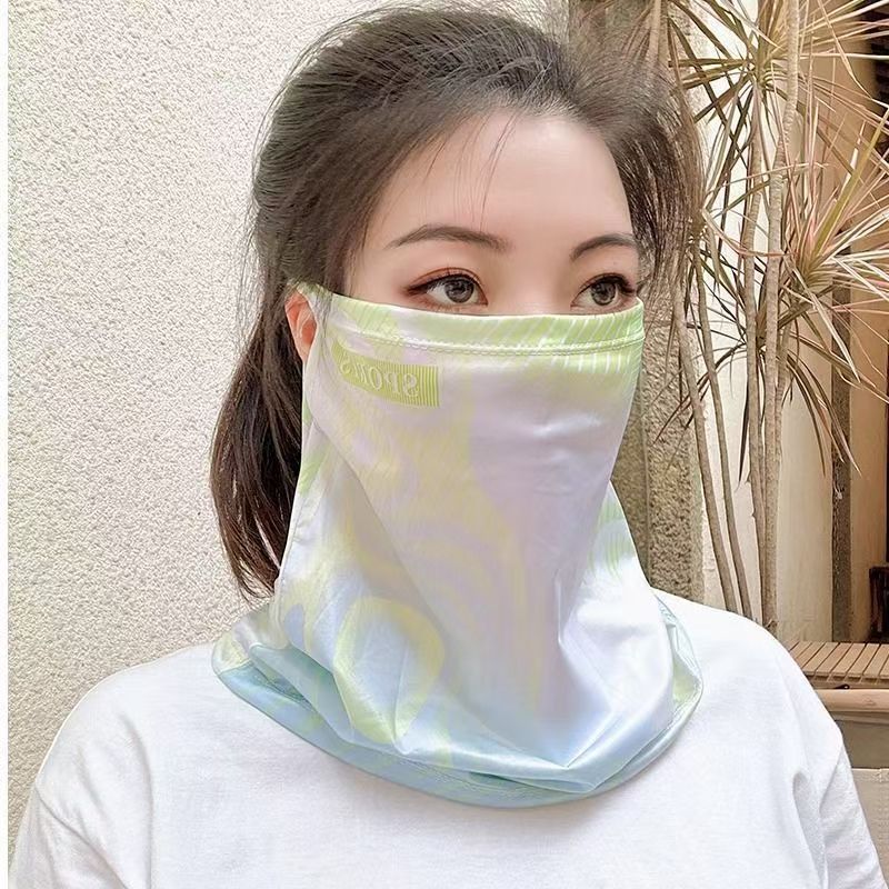Máscara de protección solar de seda de hielo para hombres y mujeres, babero colgante, protector de cuello, máscara facial, velo de verano, transpirable y versátil