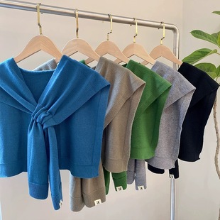 Solid Color Knitted Small Shawl Women's Thin Outer Wearable Spring, Autumn and Winter Warm Korean Style Neck Protection Perforated Ware Air-conditioning Room Scarf