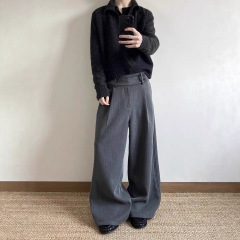 人字纹“垂荡西裤”A字阔腿西裤BAGGY休闲宽松秋冬直筒休闲长裤潮