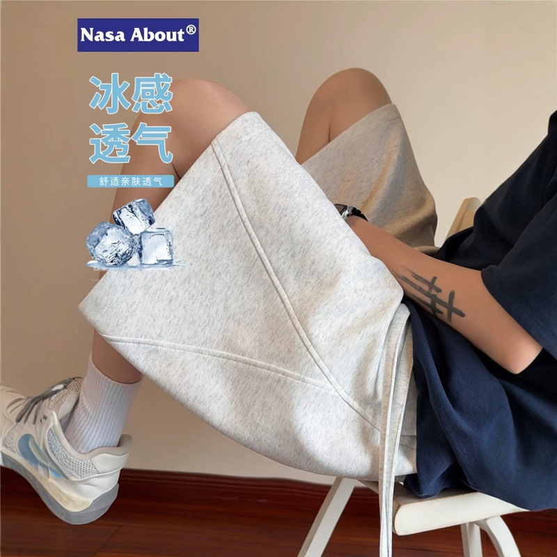 Nasa about Ice Silk American-Style Trendy Brand Shorts for Men 2026 New Summer Thin Loose Breathable Five-Point Pants Nasa about Ice Silk American-Style Trendy Brand Shorts for Men 2026 New Summer Thin Loose Breathable Five-Point Pants