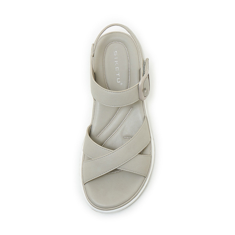 Sandal quai chéo nữ đế dày chống trượt mùa hè — màu nâu, màu đen, màu xám, màu mơ chi tiết 34