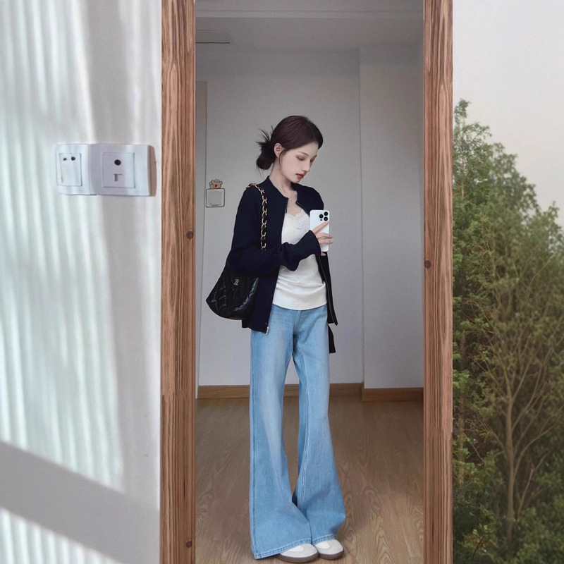 立领拉链针织开衫外套女秋冬穿搭高级感外穿修身短款毛衣内搭上衣|undefined