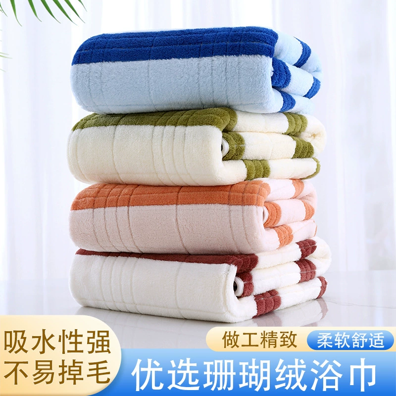 Фабрика оптовая продажа быстрых сушеных подарков коралловых бархатных банных полотенец мягкий и утолщающий всасывающий широкий полоску Инлунгер пляжное полотенце