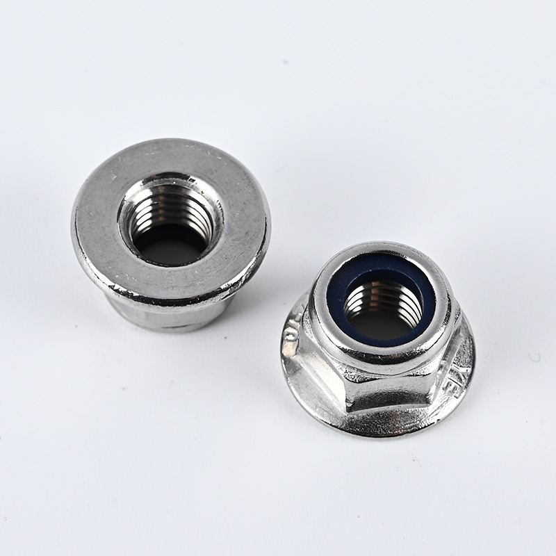 不锈钢法兰尼龙防松螺母 防松防滑锁紧螺母 六角尼龙防松螺母