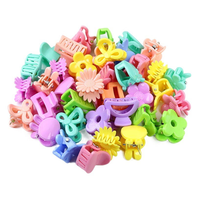 Cross-Border 2cm Colorful Heart-Shaped Mini Hair Clip, Macaron Hair Claw, Side Clip, Flower Square Bow Tie