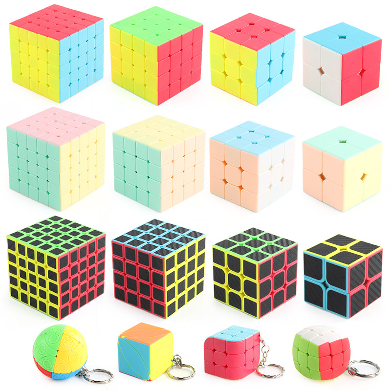Panxin con tornillo de resorte rotación suave Cubo de Rubik de tercer orden Fibra de carbono orden positivo color sólido en forma de cubo de Rubik traje de juguete
