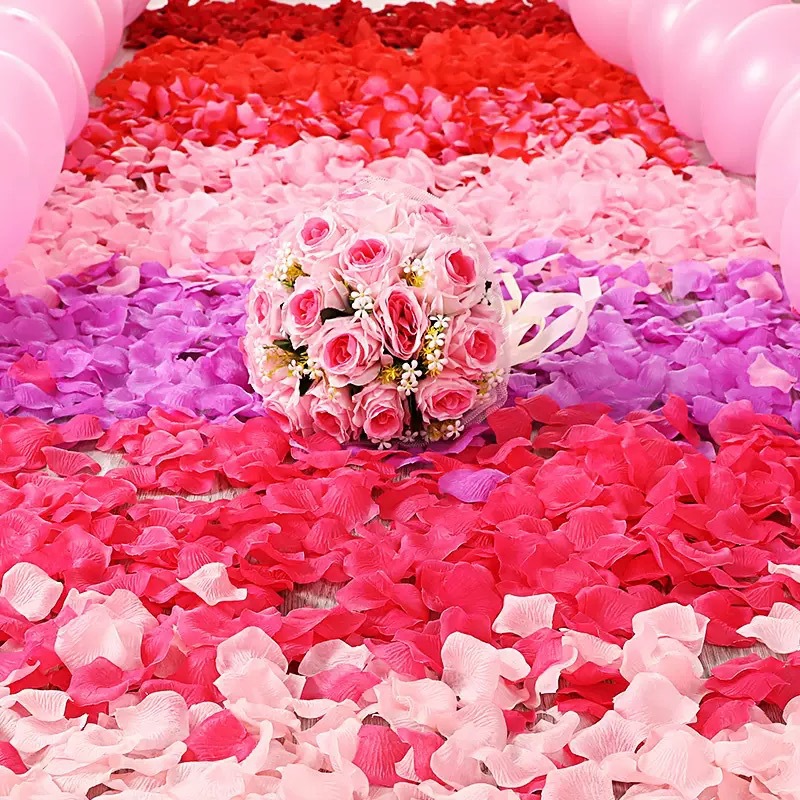 Pétalos de rosa artificiales para decoración romántica, San Valentín, propuestas, bodas y ambientación