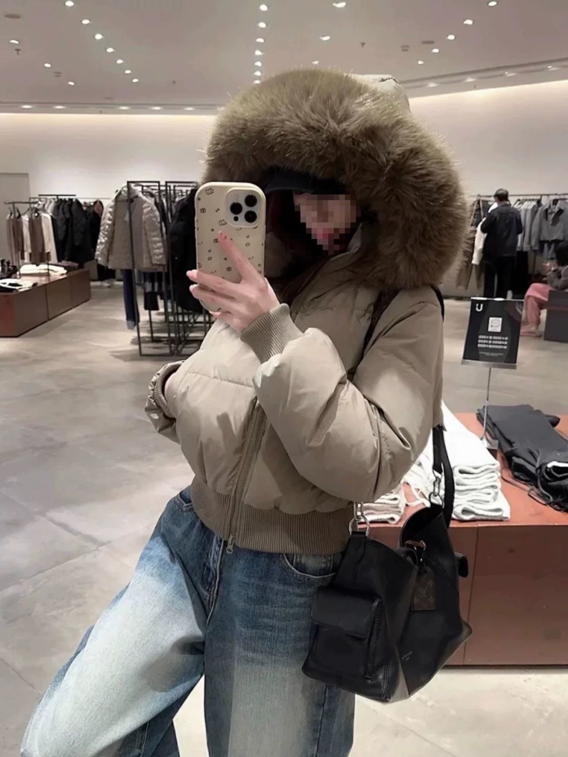 Women's Down Jacket With Fur Collar Petite Waist-cinching Coat_voghion.com