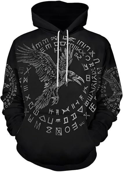 Sweat à capuche imprimé numérique 3D pour homme, avec transfert thermique et motif aigle tridimensionnel._voghion.com