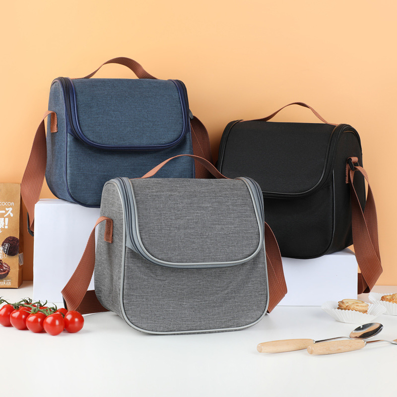 Bolsa aislante portátil simple, papel de aluminio, bolsa de lonchera impermeable, mensajero, bolsa bento portátil con comida, bolsa de almuerzo para el trabajo y la escuela