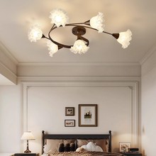 中古风铃兰花吸顶灯美式复古主卧室灯乡村民宿美拉德高级感客厅灯