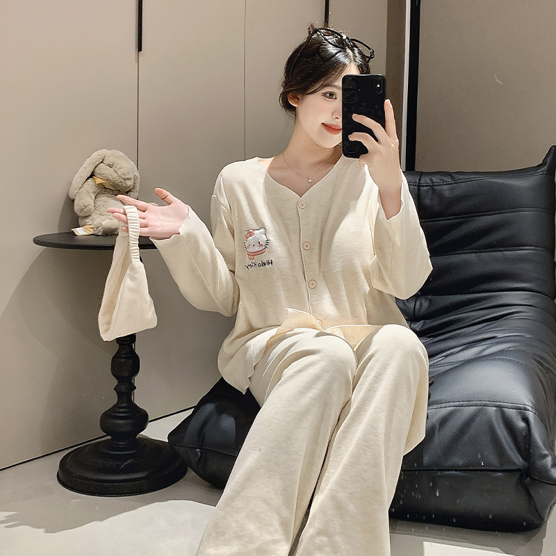 2025 Maternity Clothes Autumn and Winter Breastfeeding Warm New German Velvet Maternity Pajamas Home Clothes Breastfeeding Clothes Set Wholesale