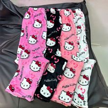 万圣节卡通KT猫法兰绒睡裤女秋冬加绒保暖休闲居家Kitty裤圣诞节