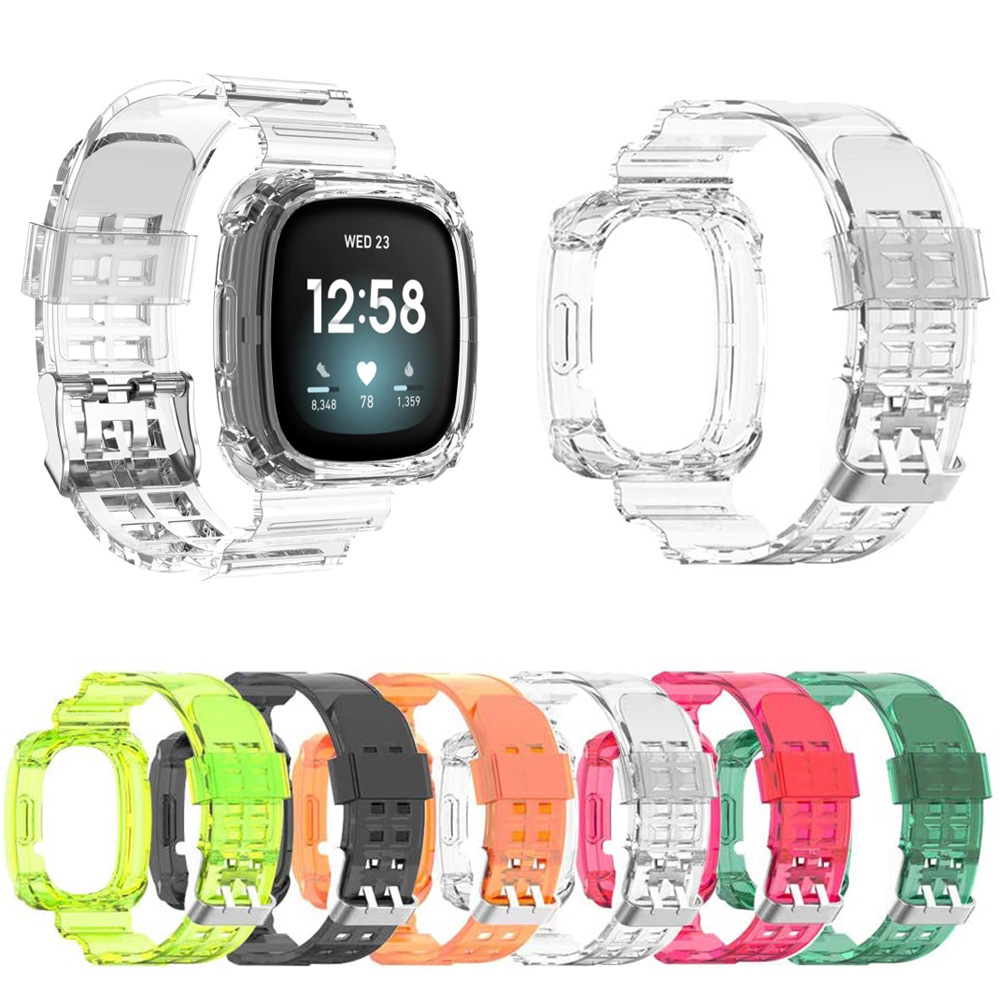For Fitbit Versa 3 Glacier One-piece Transparent Strap Sense One-piece Candy Color TPU Wristband free size