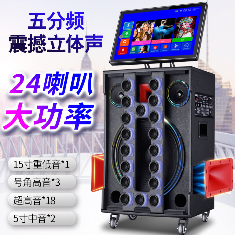 Audio system with display screen, integrated amplifier, high-power karaoke machine for square dancing, outdoor performances, and home KTV; wholesale and private label options available
