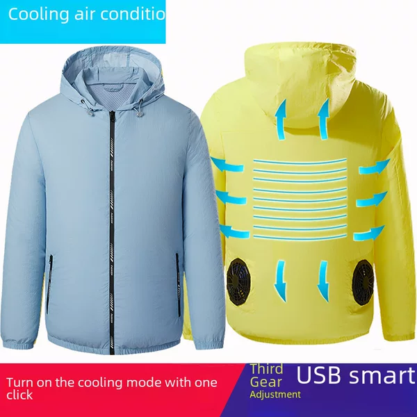 Explosive smart charging refrigeration air conditioning clothing fan clothing outdoor leisure sunscreen breathable cooling air conditioning clothing coat