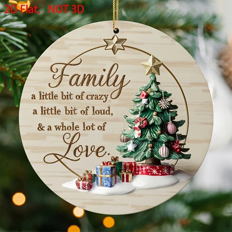 Transfronterizo Amazon nuevo colgante plano acrílico redondo de Navidad creativo de decoración de árbol de Navidad colgante de coche image 2