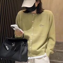 小猫刺绣针织开衫外套女春秋新款时尚休闲减龄圆领毛衣外搭上衣潮
