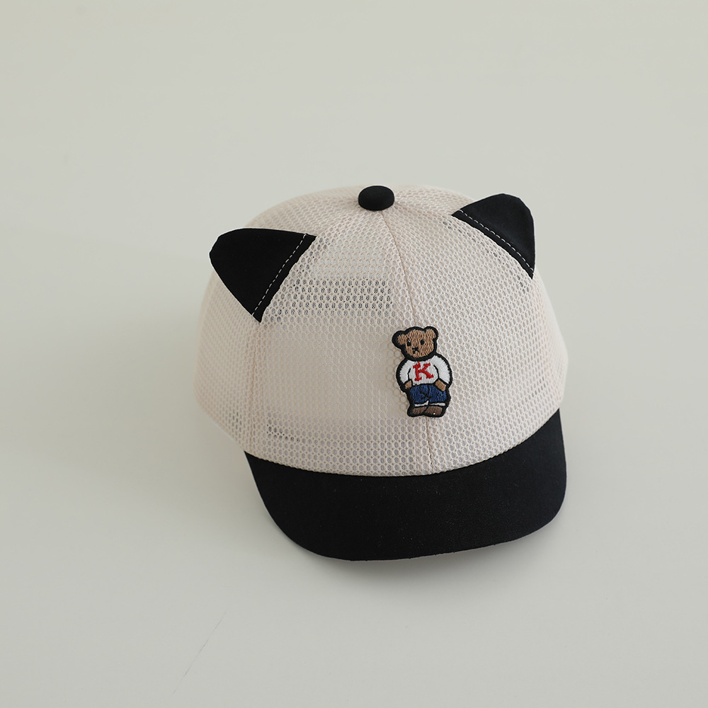Sombrero para el sol para bebés, gorra de béisbol de malla, protector solar transpirable de verano, gorra de oreja de oso lindo, gorra de malla para niños
