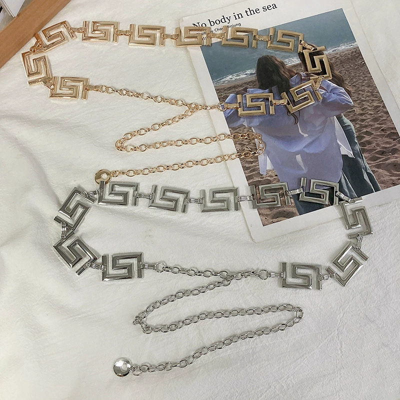 Металлическая поясная цепочка Женская Новая мода ретро универсальный дизайн чувство пояс украшение с платьем костюм тренд пояс