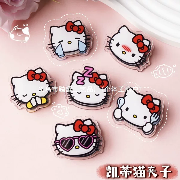 Cartoon Kitty Cat Cute Expression Clip Double-sided Acrylic PP Clip for Student Test Papers and Notes