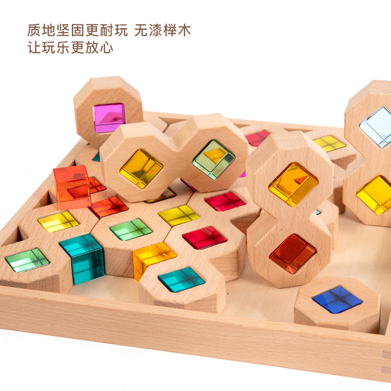 Acrílico 100 Arco Iris gema transparente bloques de construcción gran cubo partículas montaje bebé juguetes educación temprana