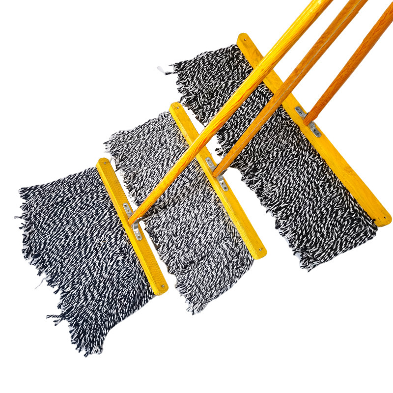 Old-fashioned Cotton Yarn Mop Floor Mop Reinforced Lengthened Wooden Pole Mop Decontamination Dry and Wet Mop Old-fashioned Cotton Yarn Mop Floor Mop Reinforced Lengthened Wooden Pole Mop Decontamination Dry and Wet Mop